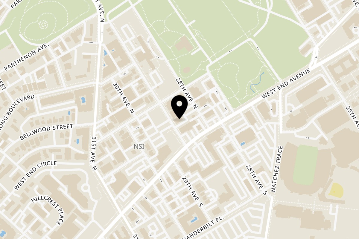 Map showing the location of Nawabi Hyderabad House - Biryani Place Nashville on 106 29th Ave N in Nashville